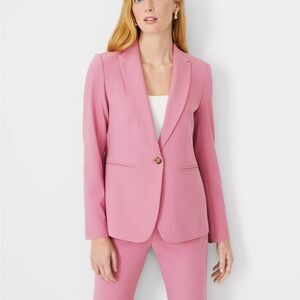 NWOT Ann Taylor One Button Pink Blazer in Bi-Stretch in Maueve Orchid Pink